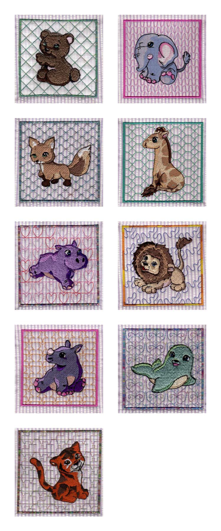 Baby Animal Blocks Embroidery Machine Design Details