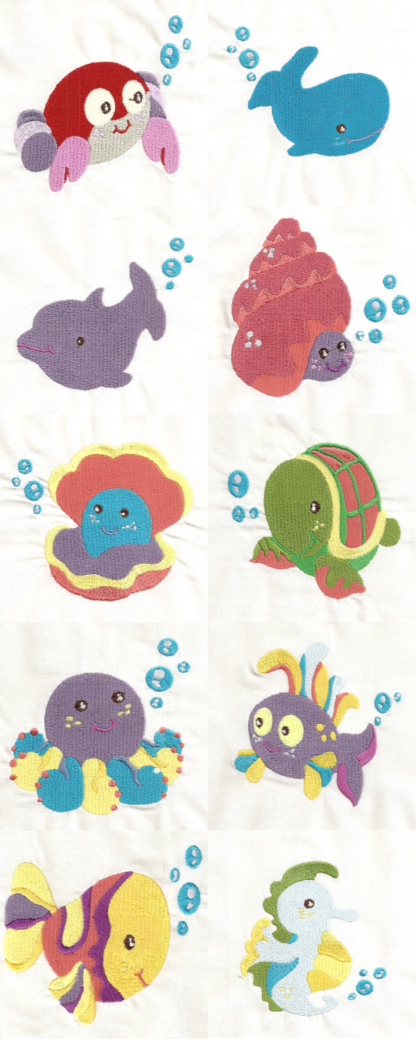 Baby Friends of the Sea Embroidery Machine Design Details