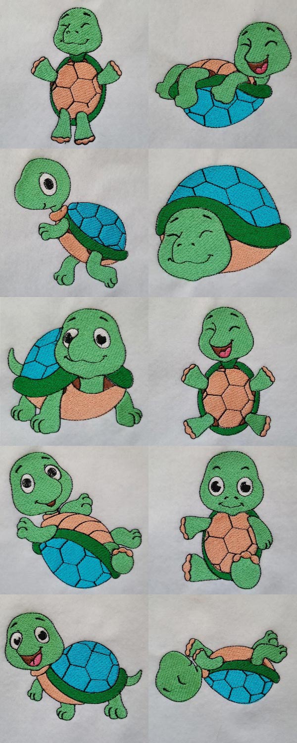Baby Turtles Embroidery Machine Design Details