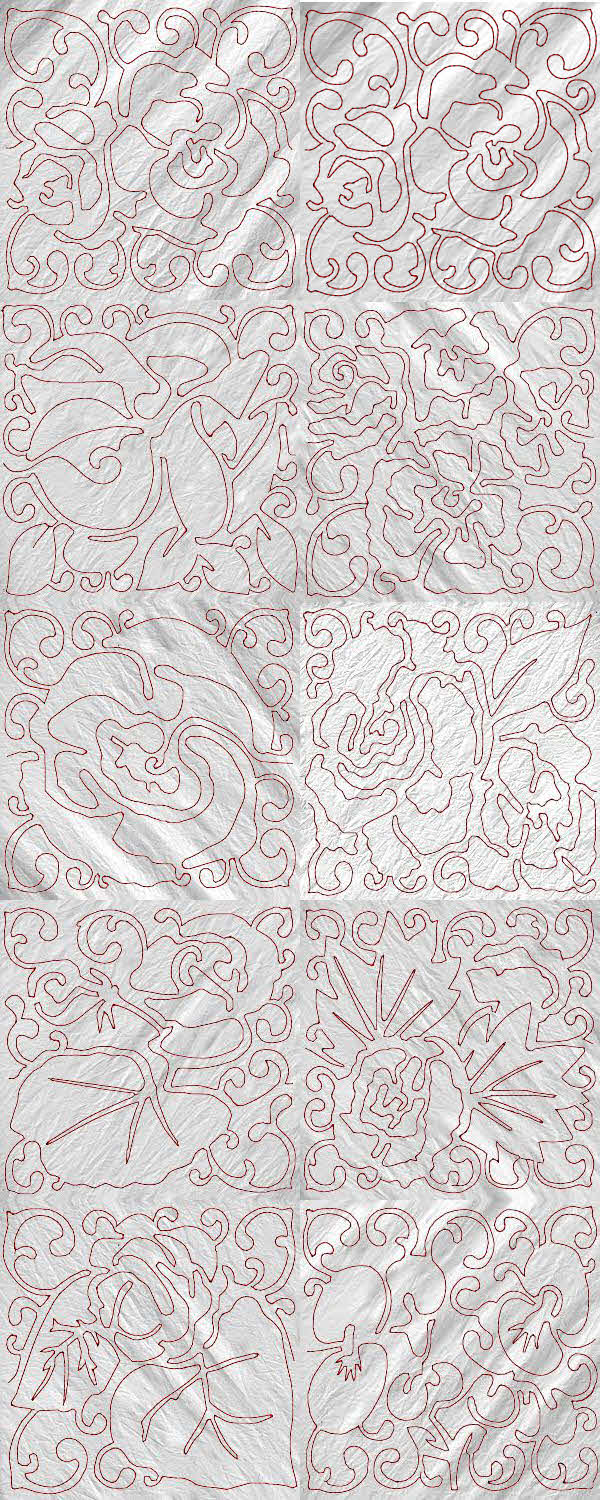 Begonia Quilt Squares Embroidery Machine Design Details