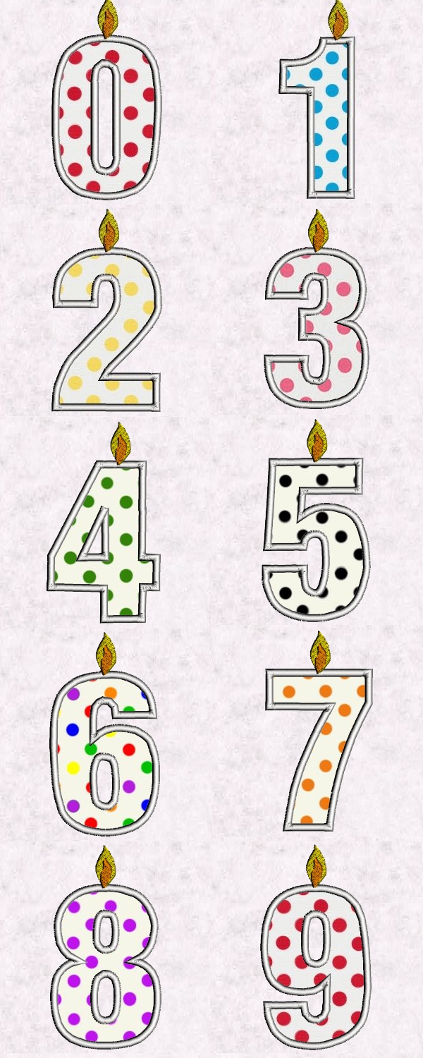 Applique Birthday Candles Embroidery Machine Design Details
