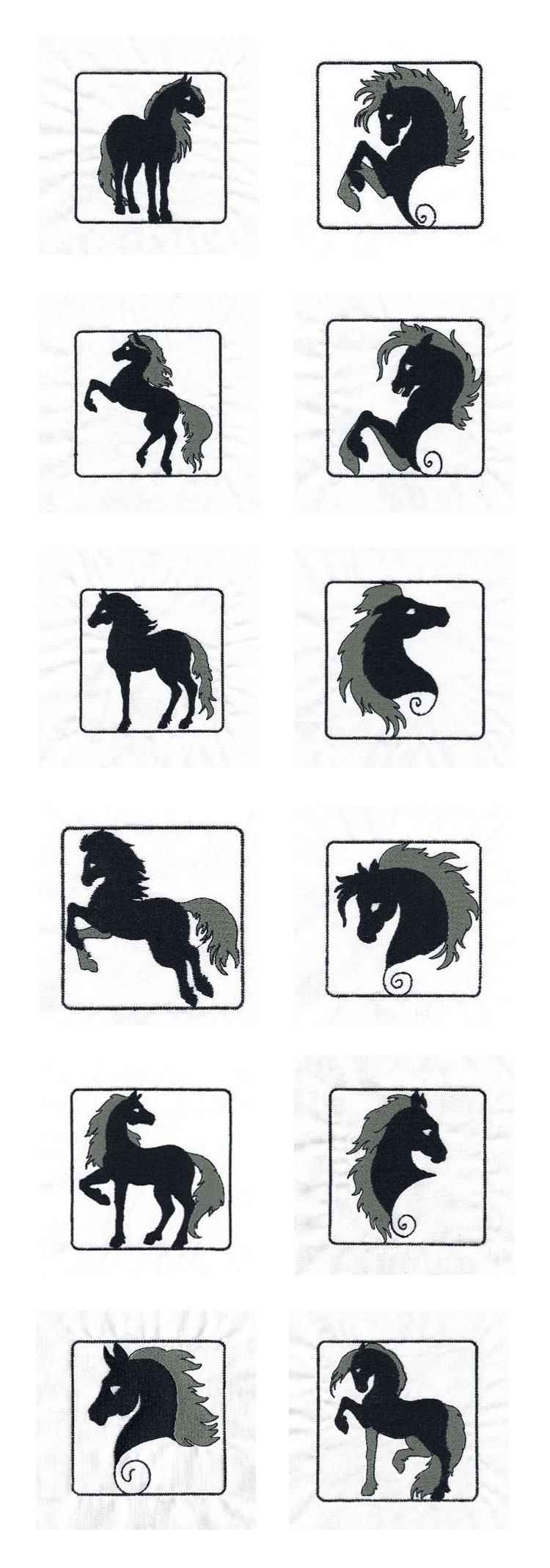 Black Horses Embroidery Machine Design Details