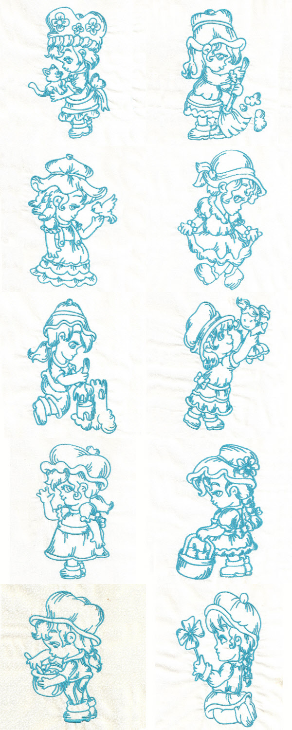 Bluework little girls machine embroidery designs Bluework little girls machine embroidery designs