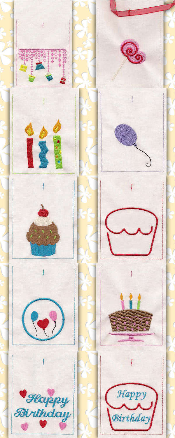 Candy Birthday Bags Embroidery Machine Design Details