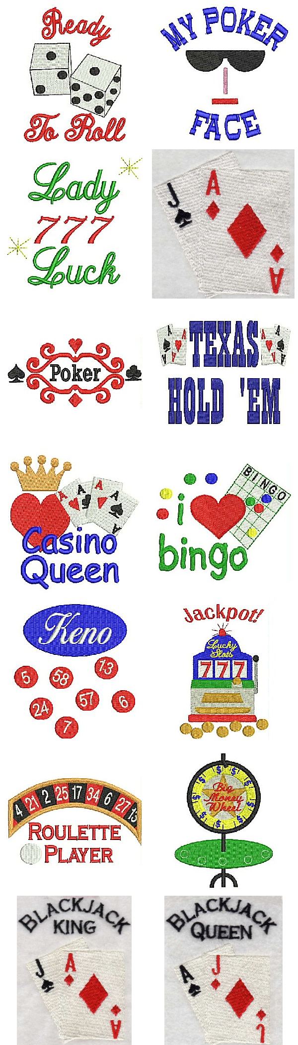 Casino Time Embroidery Machine Design Details