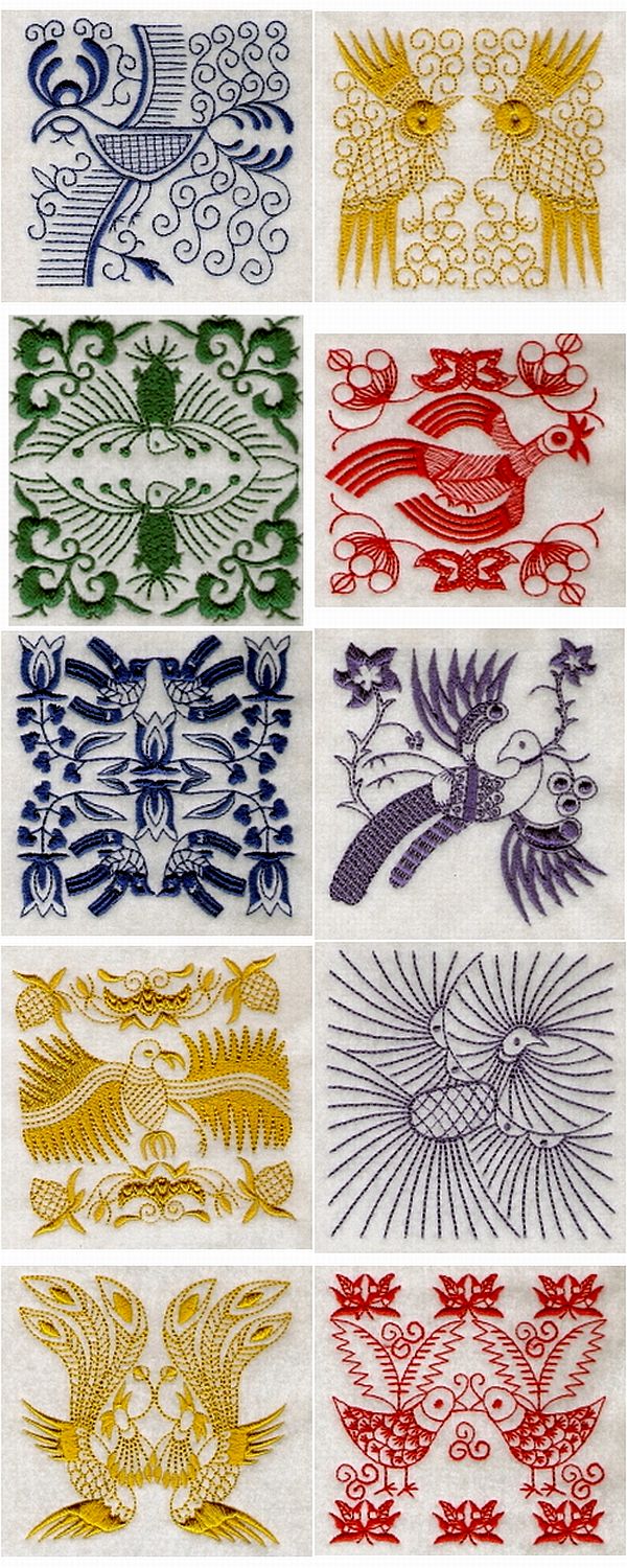 Chinese Birds Embroidery Machine Design Details