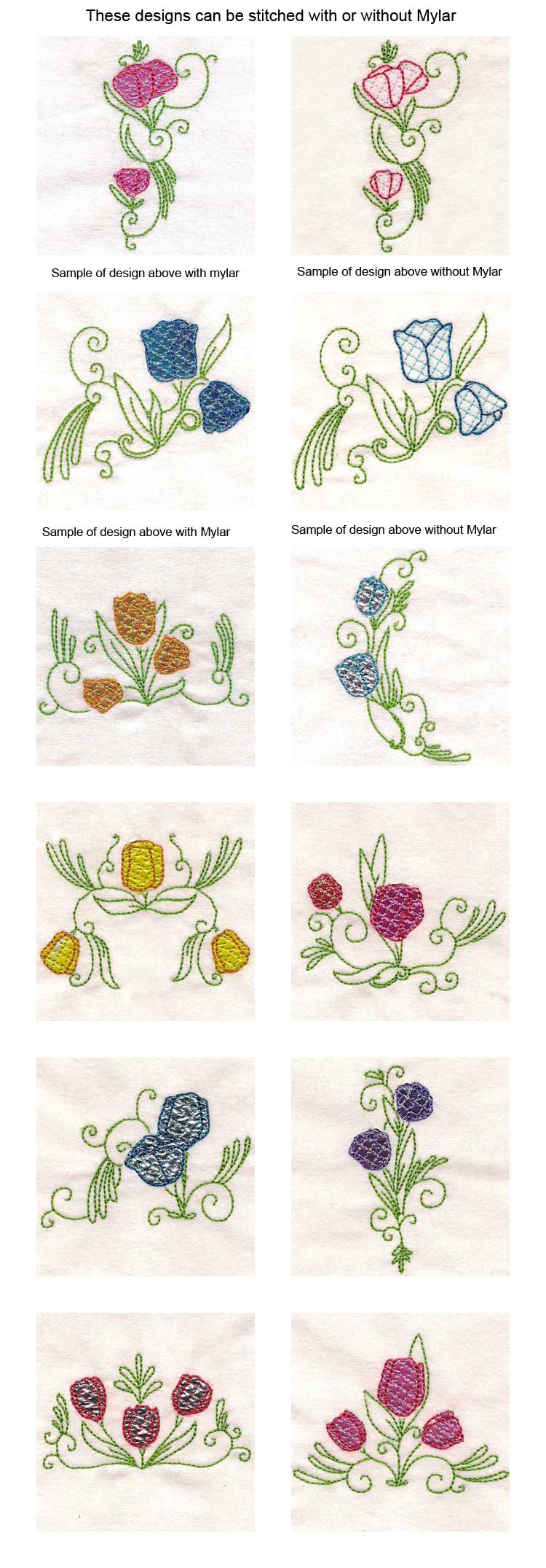 Colorline Tulips Embroidery Machine Design Details