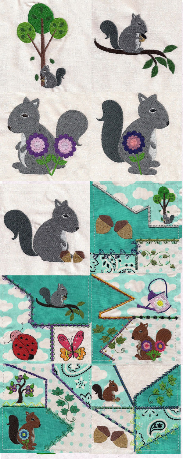 Crazy Squirrels Embroidery Machine Design Details