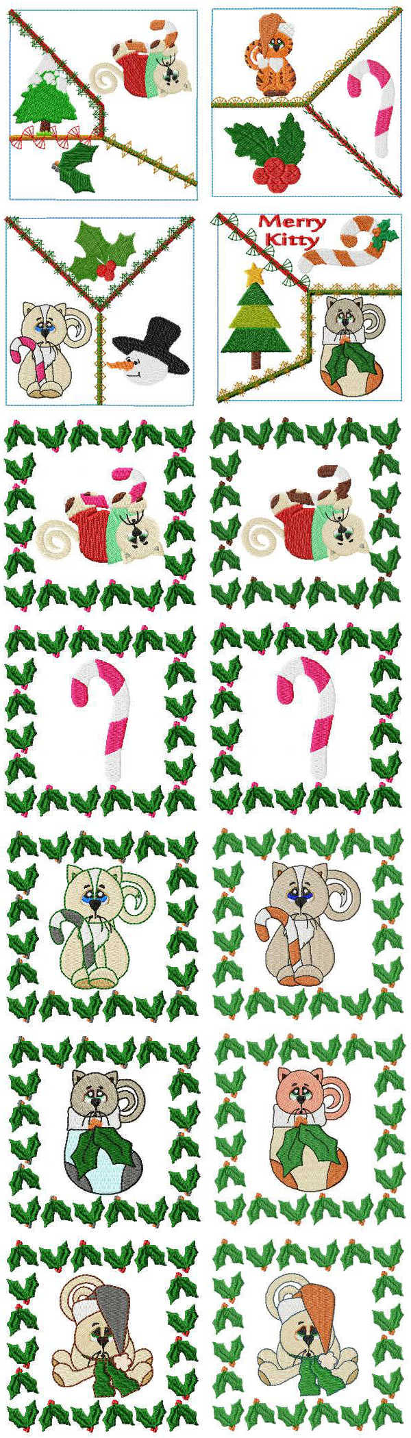 Crazy Christmas Cats Embroidery Machine Design Details