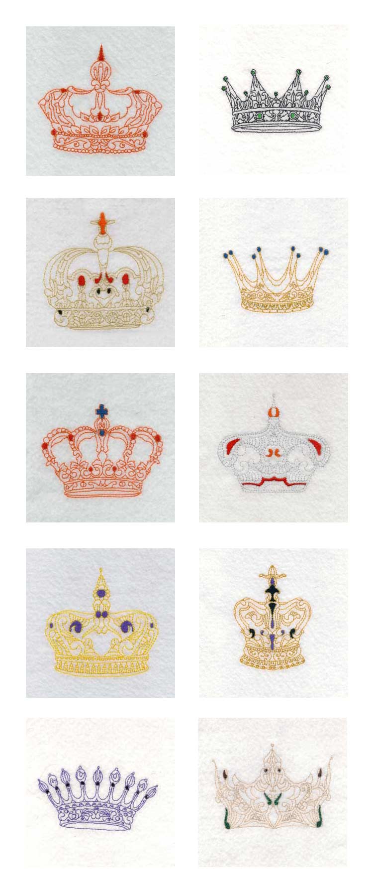 Crowns Embroidery Machine Design Details