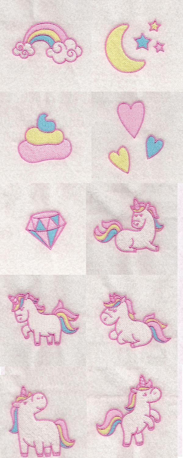 Cute Unicorns Embroidery Machine Design Details