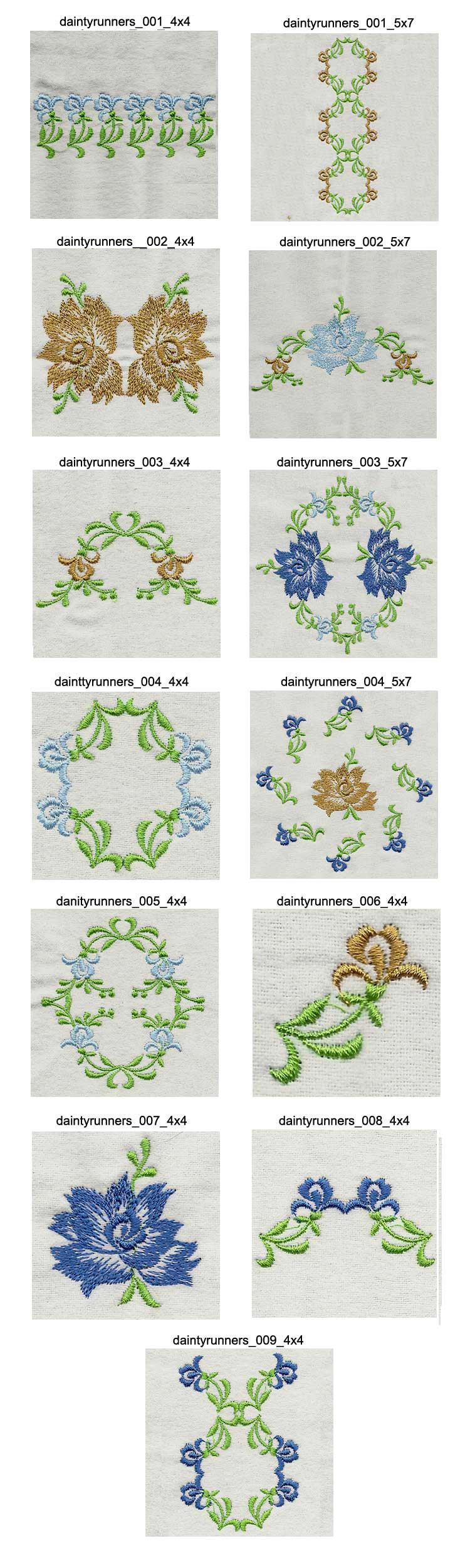 Dainty Runners Embroidery Machine Design Details