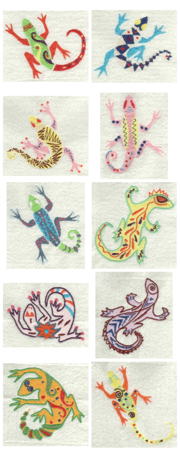 Deco Lizards Embroidery Machine Design Details