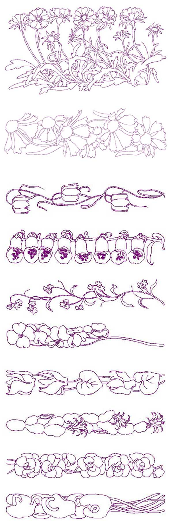 Delicate Floral Borders 1 Embroidery Machine Design Details