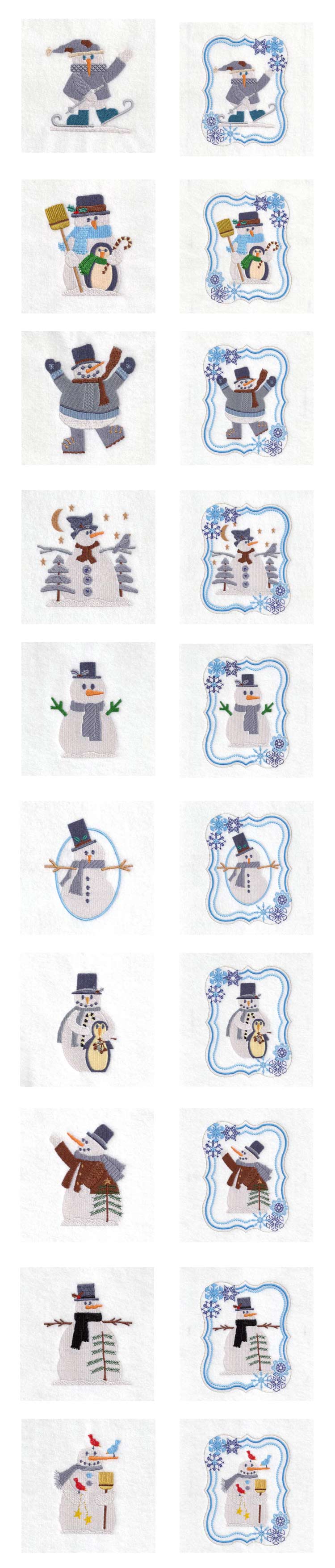 Delightful Snowmen Embroidery Machine Design Details