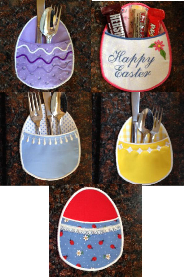 In The Hoop Easter Egg Pockets Embroidery Machine Design Details