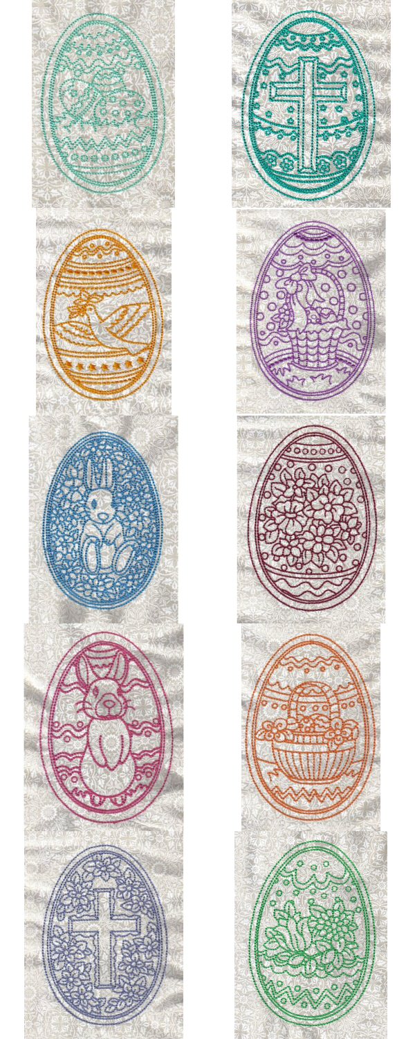 Elegant Lineart Easter Eggs Embroidery Machine Design Details