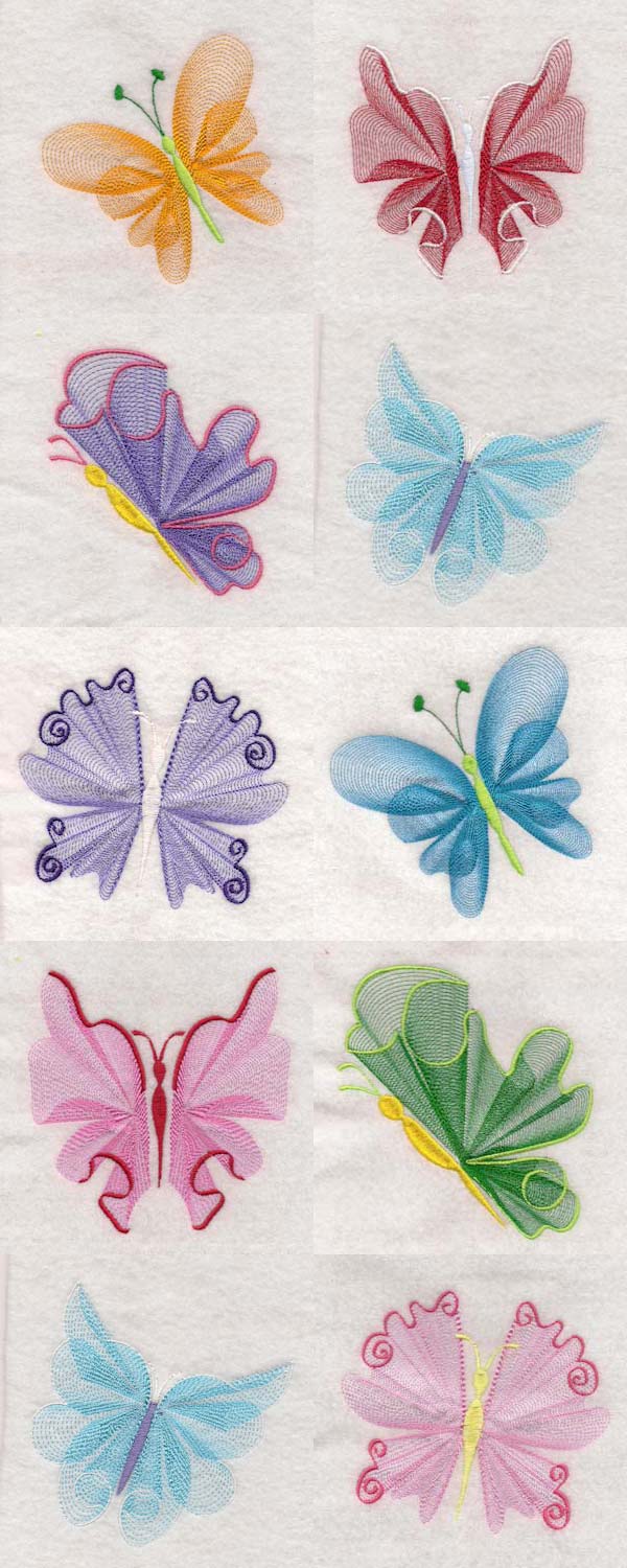 Elegant Lacy Butterflies Embroidery Machine Design Details