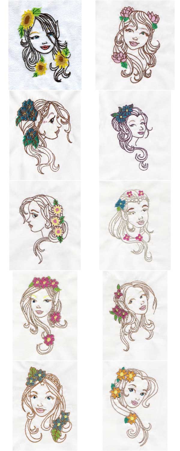Fairies And Flowers Embroidery Machine Design Details