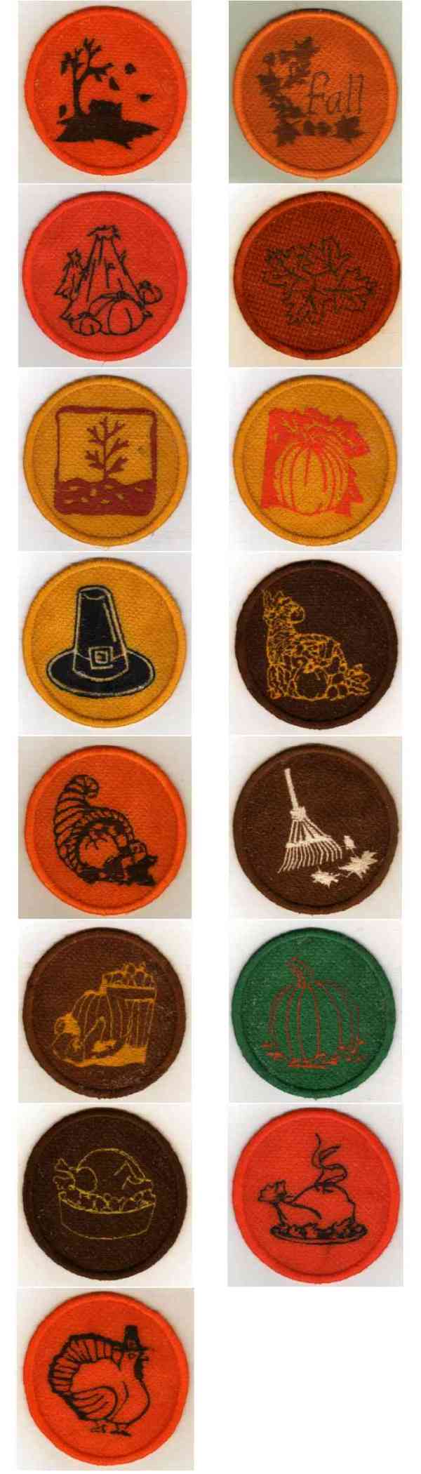 Fall Coasters Embroidery Machine Design Details