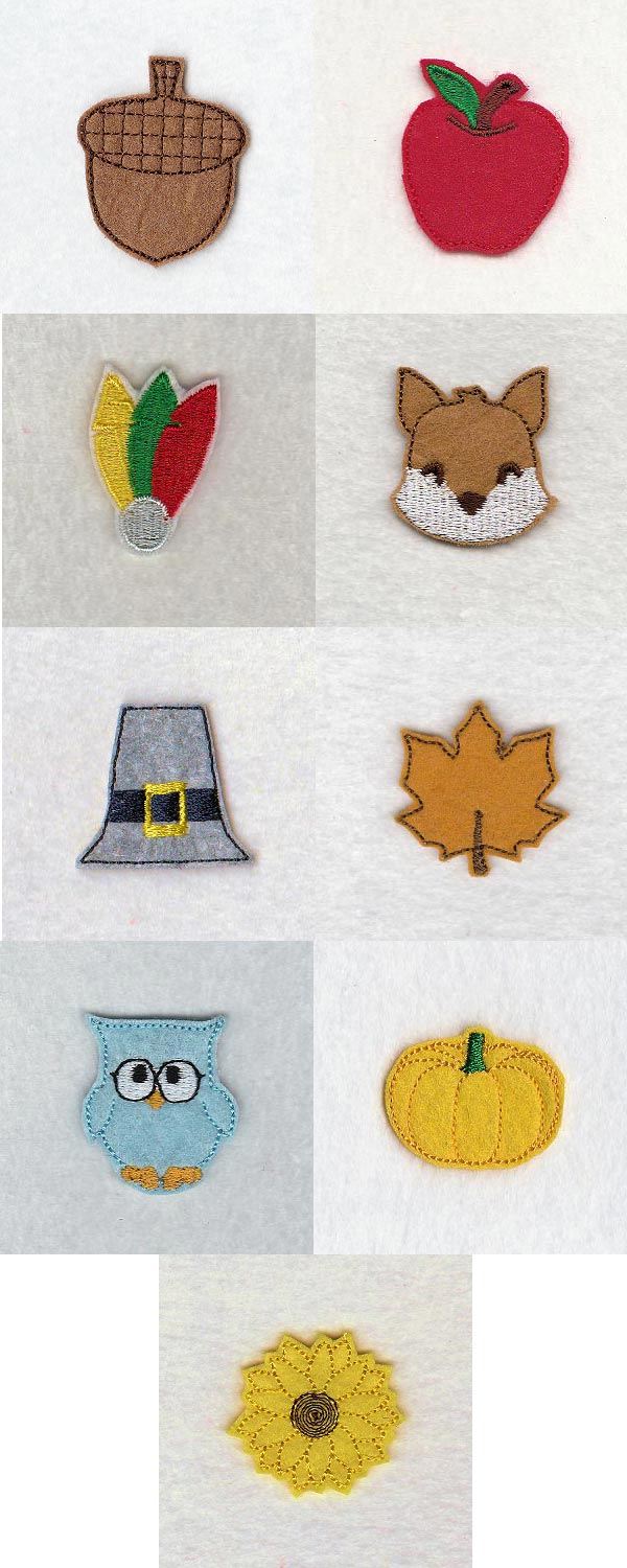 Fall Felt Minis Embroidery Machine Design Details