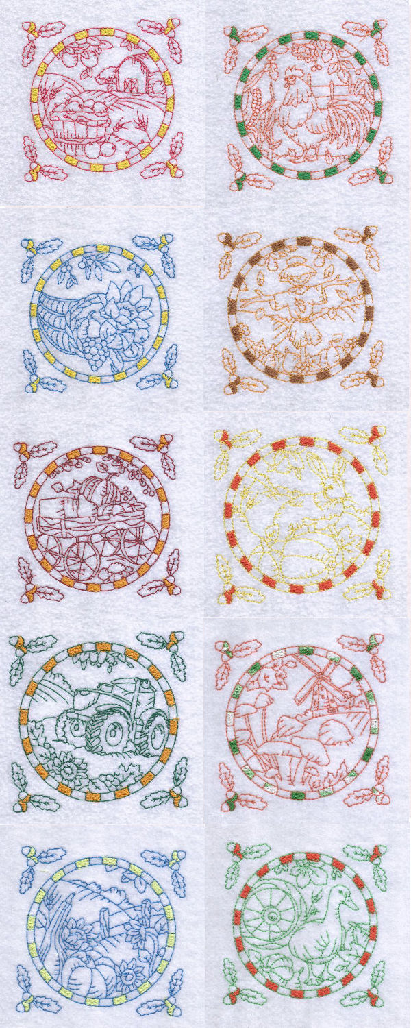 Fall Scenes Colorwork Embroidery Machine Design Details