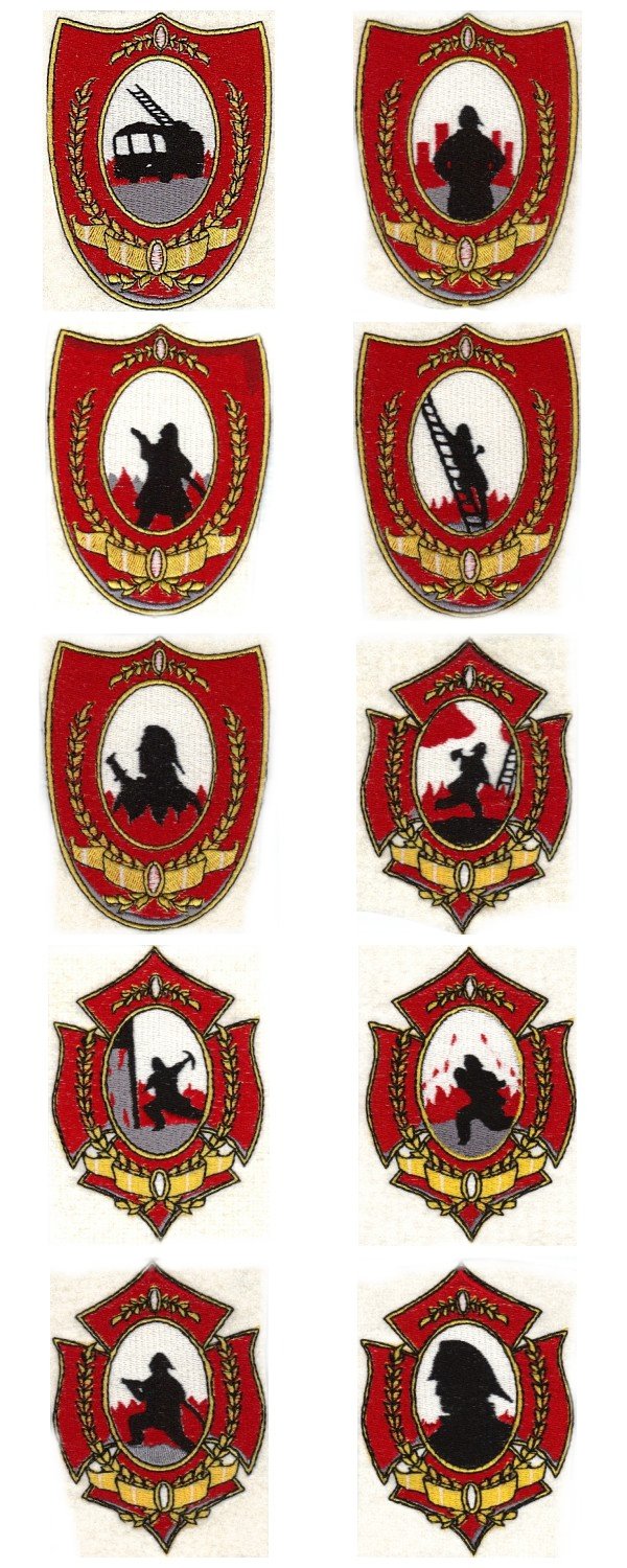 Fire Fighter Badges Embroidery Machine Design Details