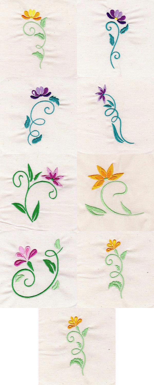 Floral Art Nouveau Embroidery Machine Design Details