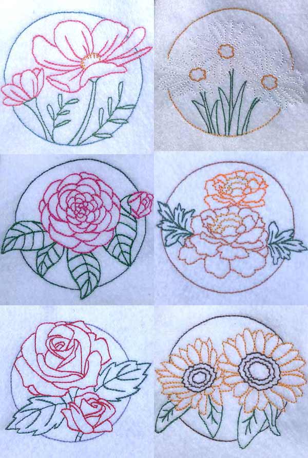 Floral Circles Embroidery Machine Design Details
