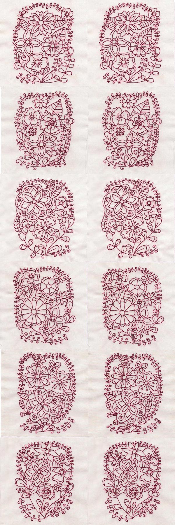 Floral Ovals Colorline Embroidery Machine Design Details