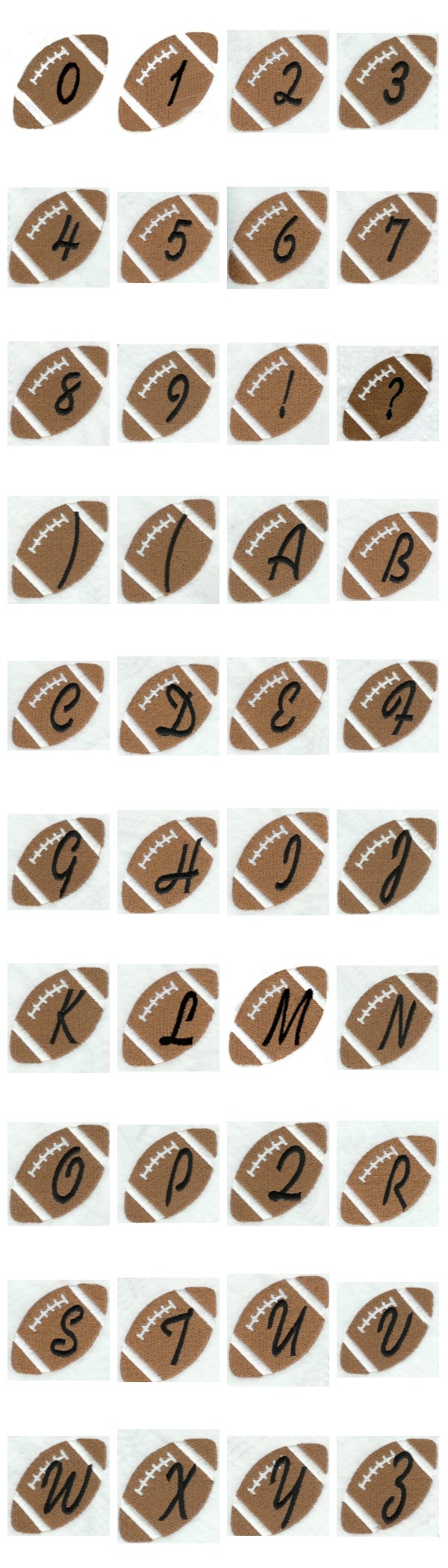 Football Alphabet Embroidery Machine Design Details