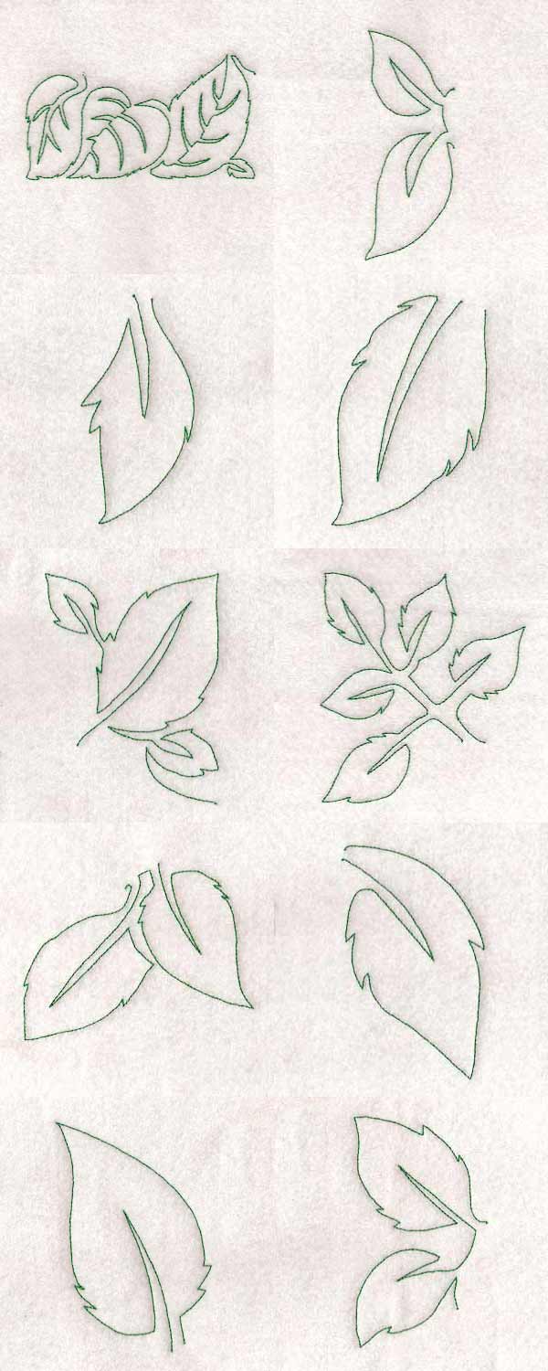 Free Motion Rose Leaves Embroidery Machine Design Details