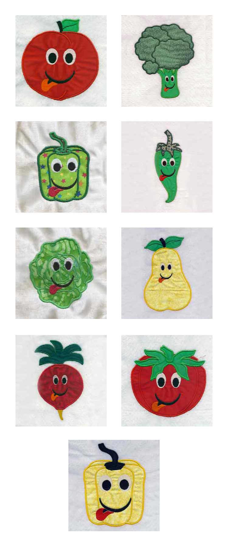 Applique Fruits and Veggies Embroidery Machine Design Details