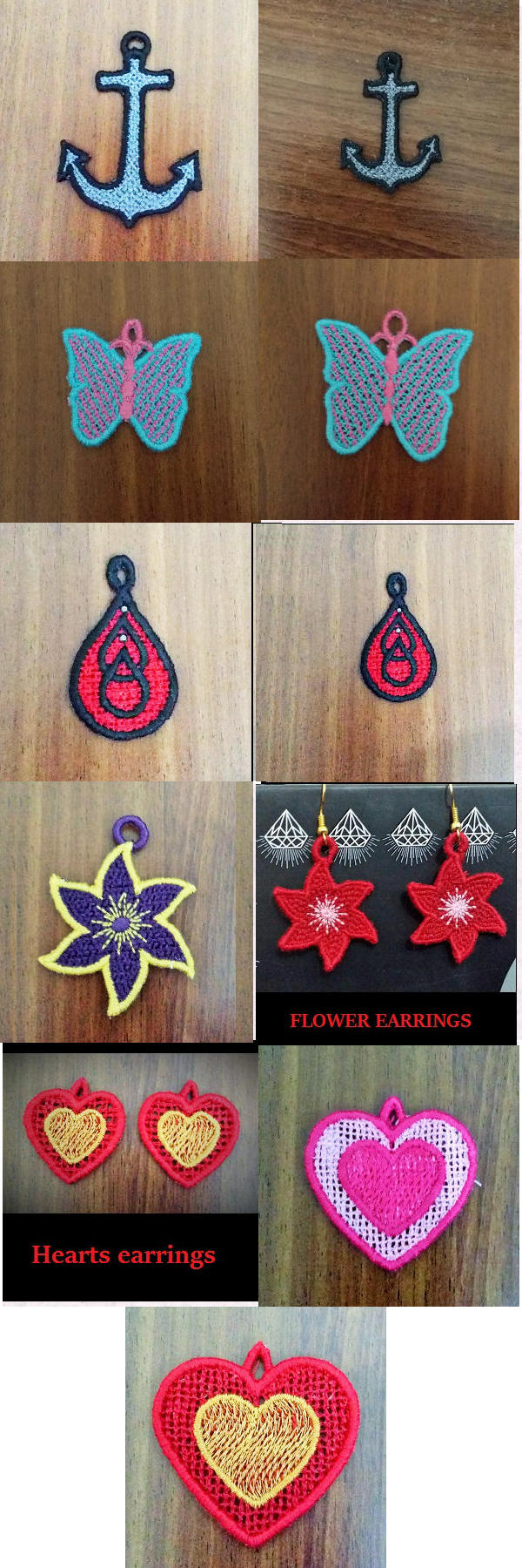FSL Earrings Charms and Pendants Embroidery Machine Design Details
