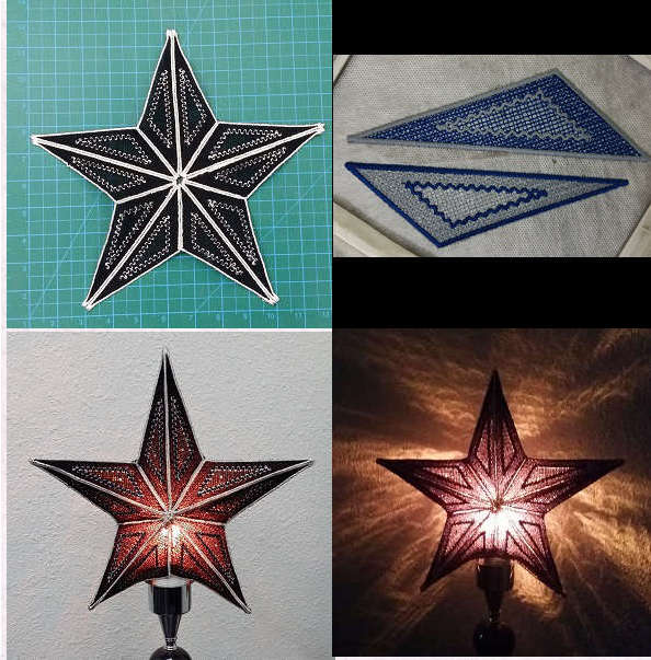 FSL Star Lamp or Tree Topper Embroidery Machine Design Details