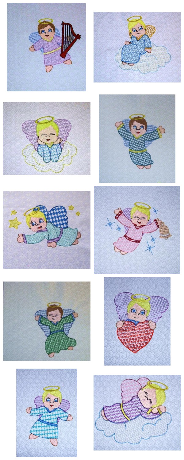 Funny Angels Lace Embroidery Machine Design Details