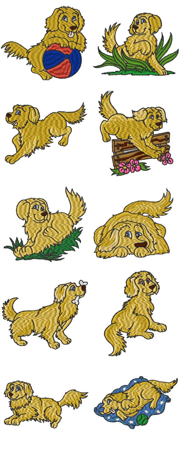 Golden Retrievers Embroidery Machine Design Details