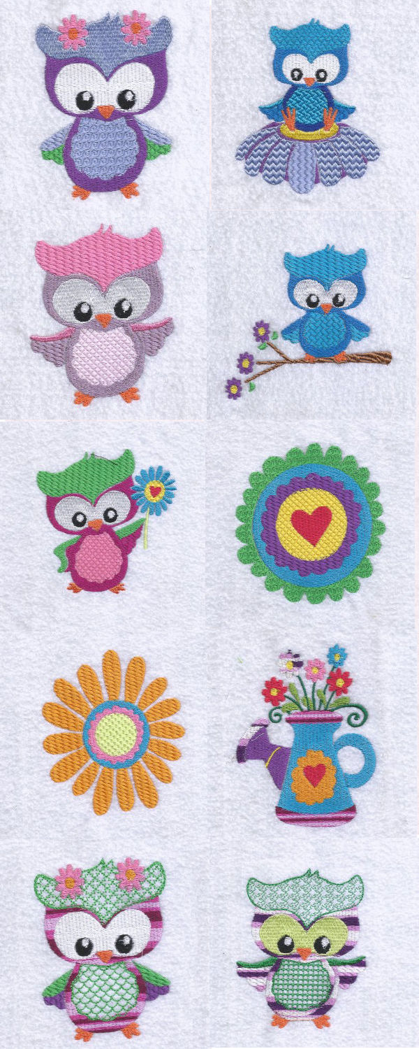 Groovy Owls Embroidery Machine Design Details