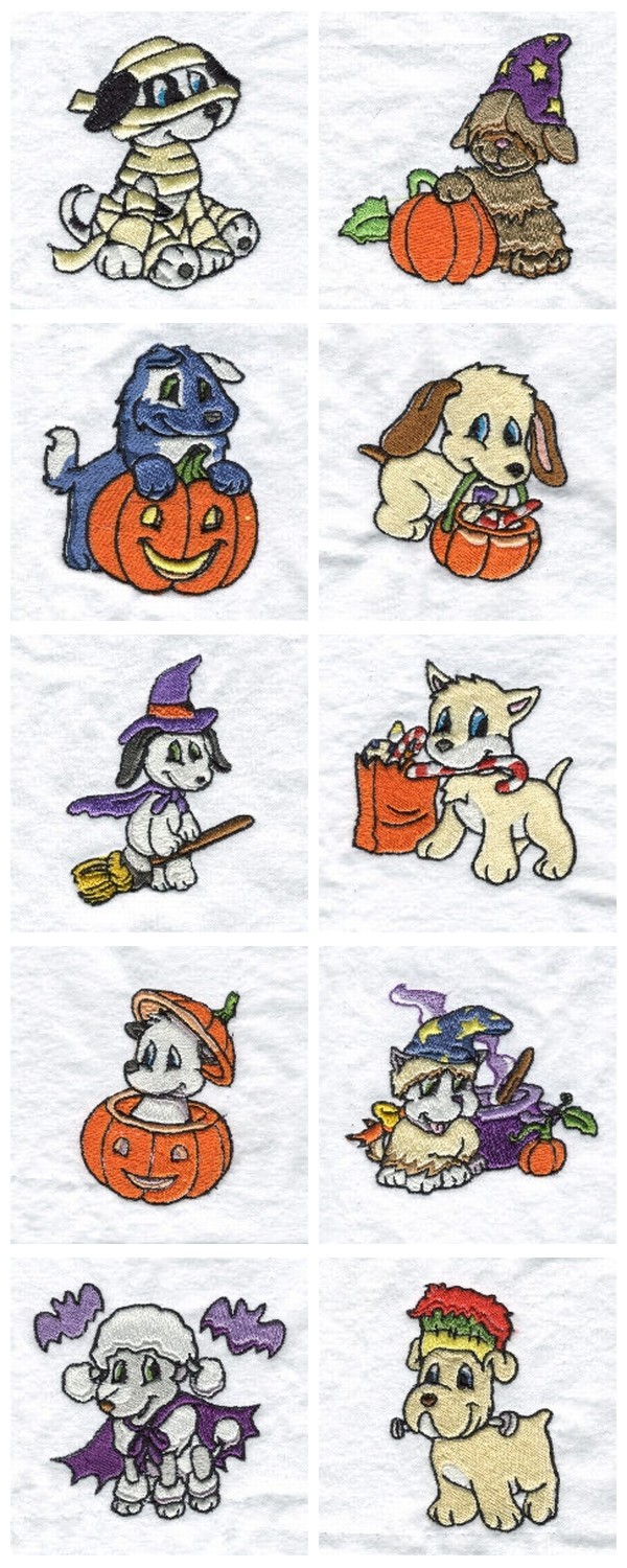 Halloween Puppies Embroidery Machine Design Details