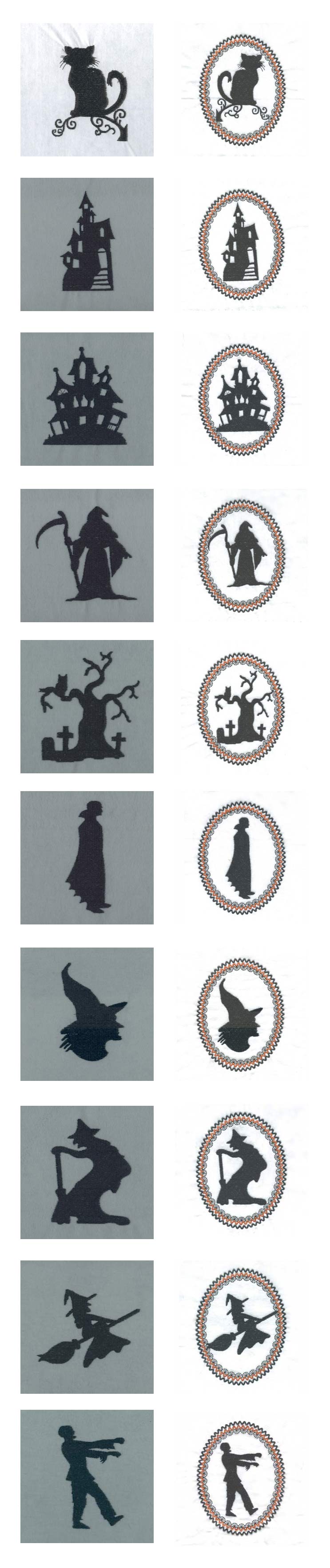 Halloween Silhouettes Embroidery Machine Design Details