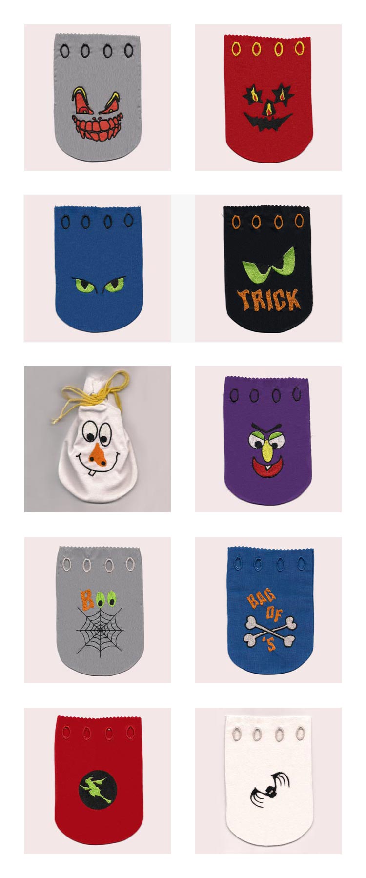 Halloween Spooky Treat Bags Embroidery Machine Design Details