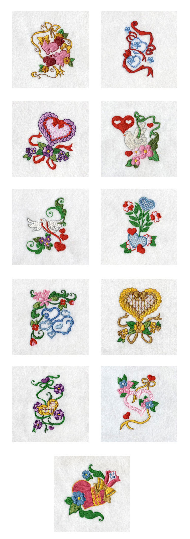 Hearts and Ribbons Embroidery Machine Design Details