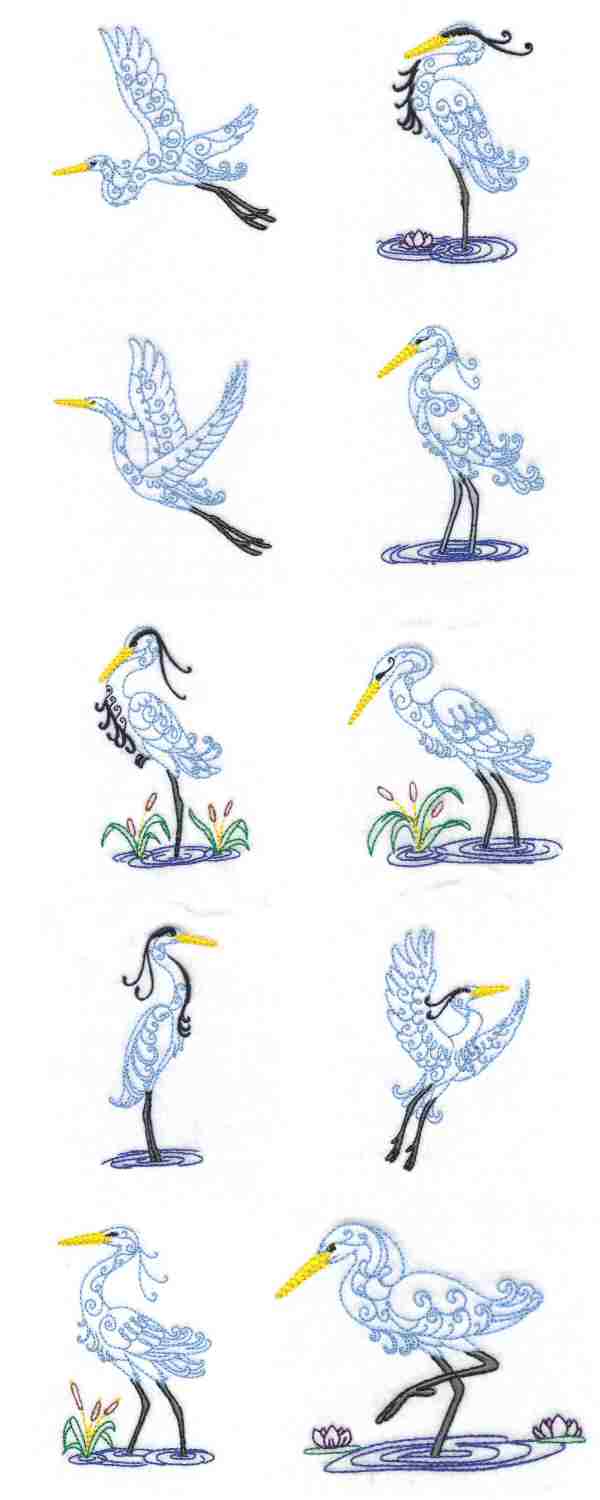 Herons Embroidery Machine Design Details