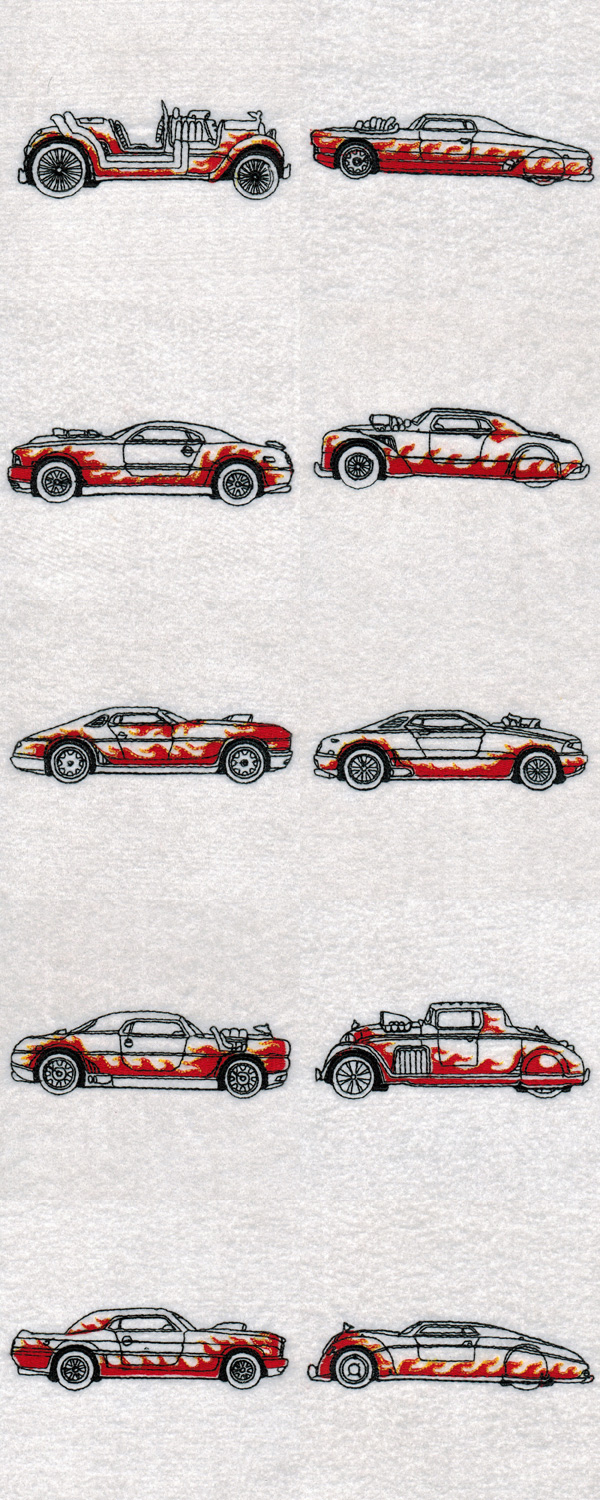 Hot Rods 2 Embroidery Machine Design Details
