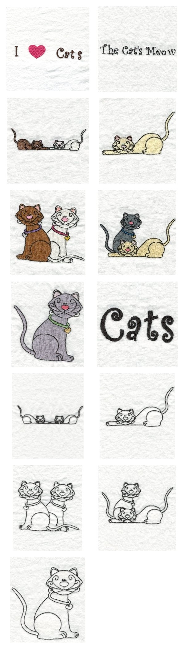 I Love Cats Embroidery Machine Design Details
