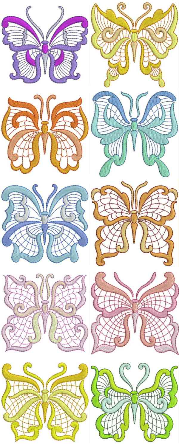 Jacobean Butterflies 2 Embroidery Machine Design Details