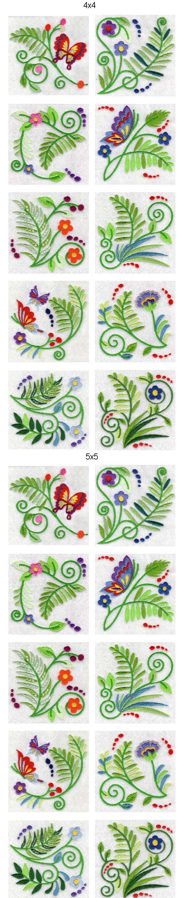 Jacobean Ferns Embroidery Machine Design Details