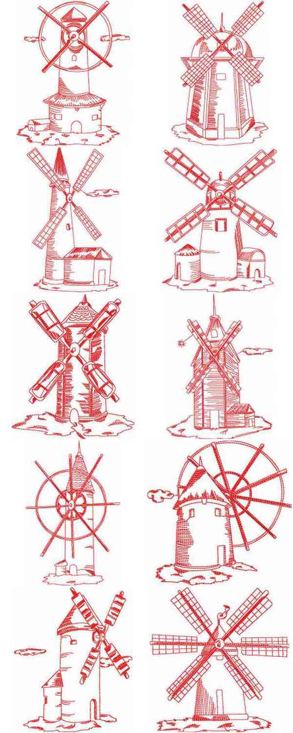 JN Windmills Embroidery Machine Design Details