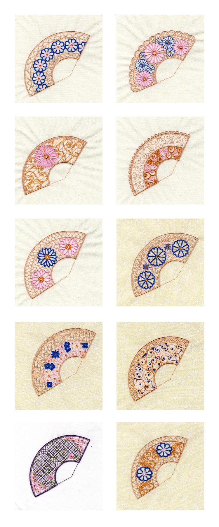 Lace Fans Embroidery Machine Design Details