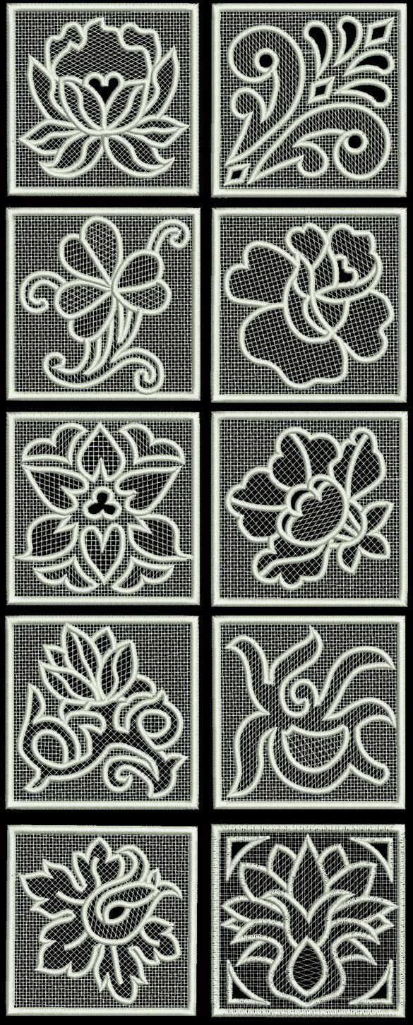 FSL Lace Squares Embroidery Machine Design Details